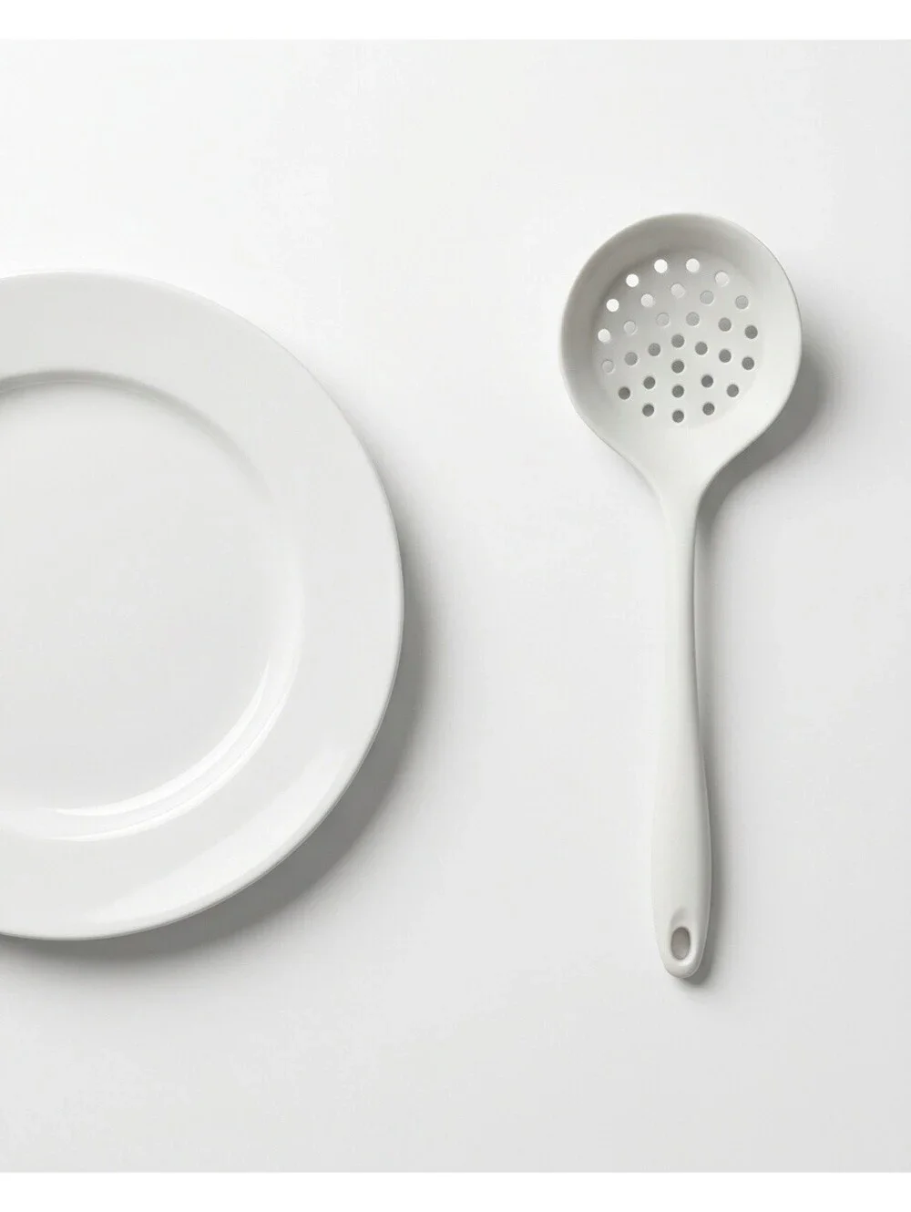 White Silicone Slotted Spoon Heat Resistant Kitchen Strainer Nonstick Utensil